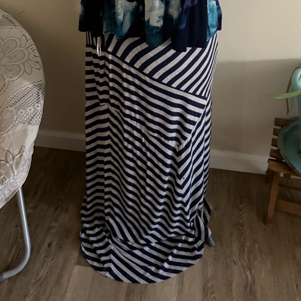 Design History Navy and White Striped Maxi Skirt